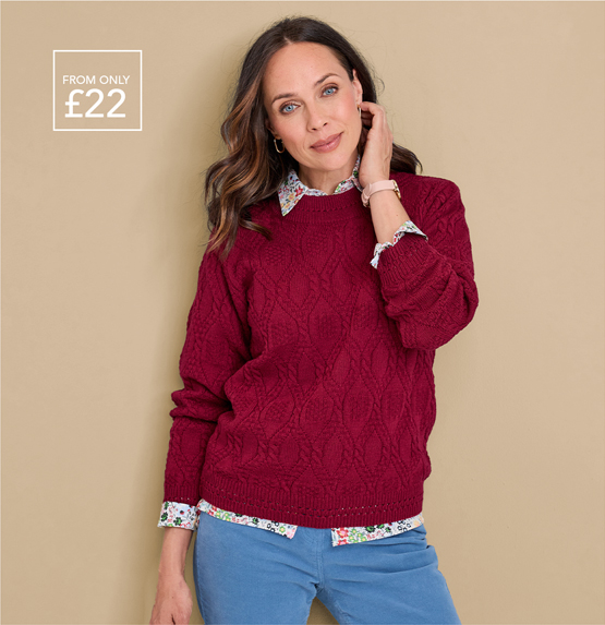 Shop Burgundy cable knit